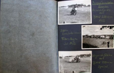 Motorbike-Racingsport Photoalbum "Grasbahnrennen Zeven, Rhade, Schottenring" 1952 Album with 54 original photos (9430)
